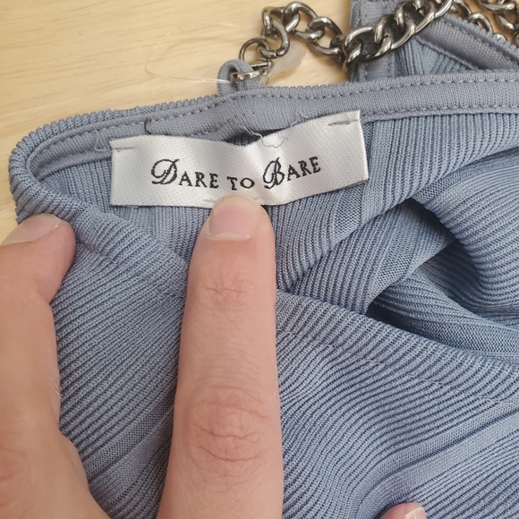 ๐3 for $25๐ Dare to Bare Powder Blue Body suit with Chain Halter Straps - Picture 12 of 12